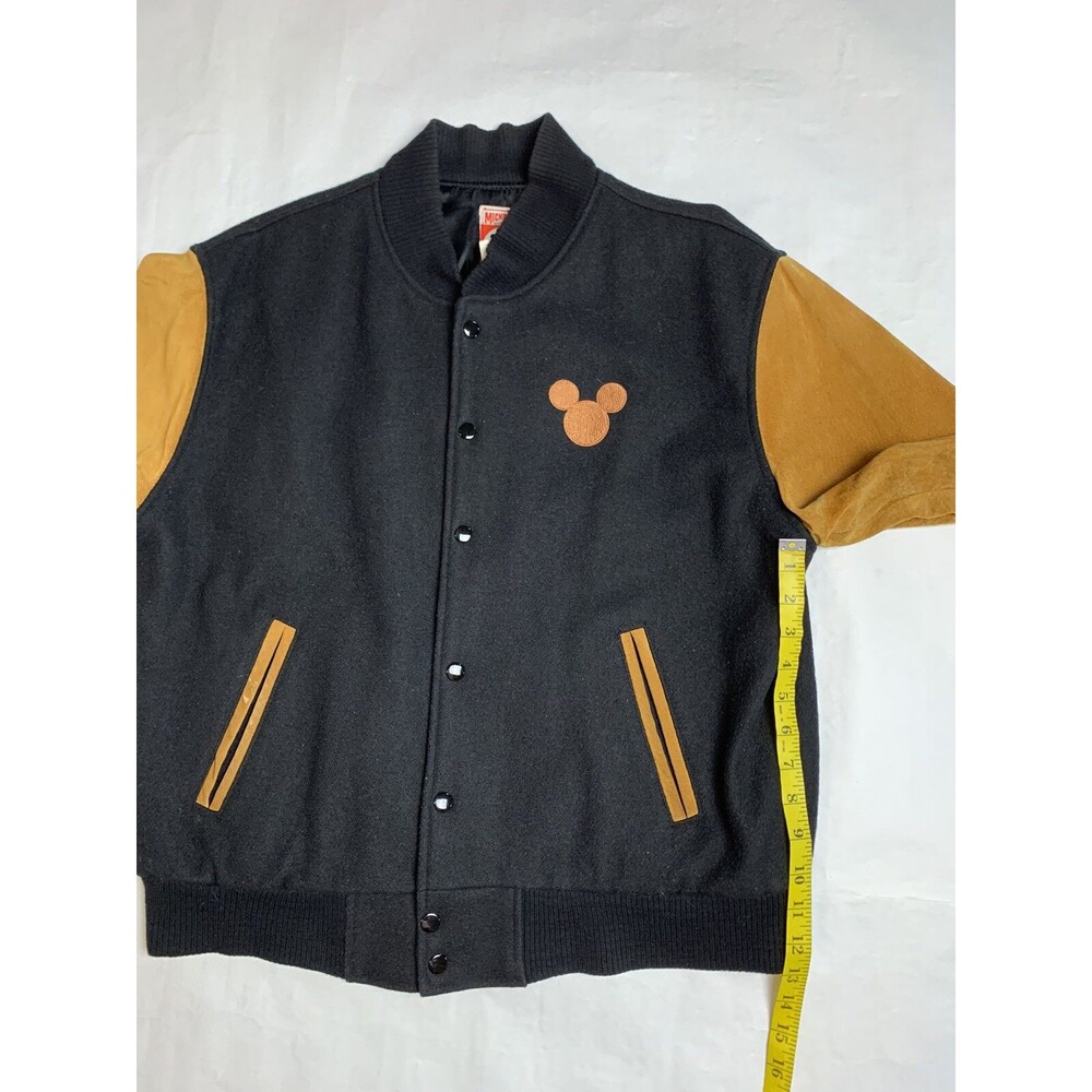 Vintage Walt Disney Studios Leather Wool Bomber Jacket Mickey Mouse M - HTF - Picture 14 of 15